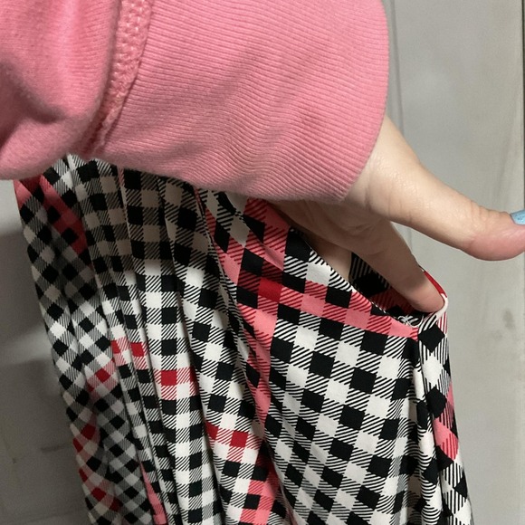 LuLaRoe Dress Womens XL Multicolor Plaid Fit Flare Knit Scoop Neck Short Sleeve - Picture 5 of 9